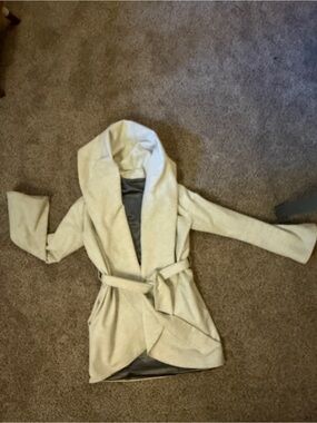 Draped Belted Cardigan - Light Gray